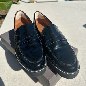 Franco Sarto Black Patent Leather Loafers